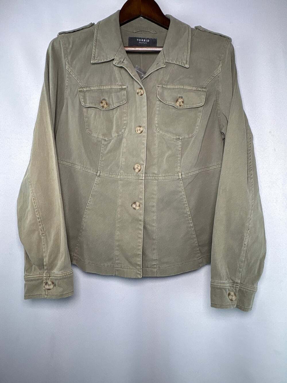 Women’s Torrid Size 1 Sage Green Peplum Utility Jacket